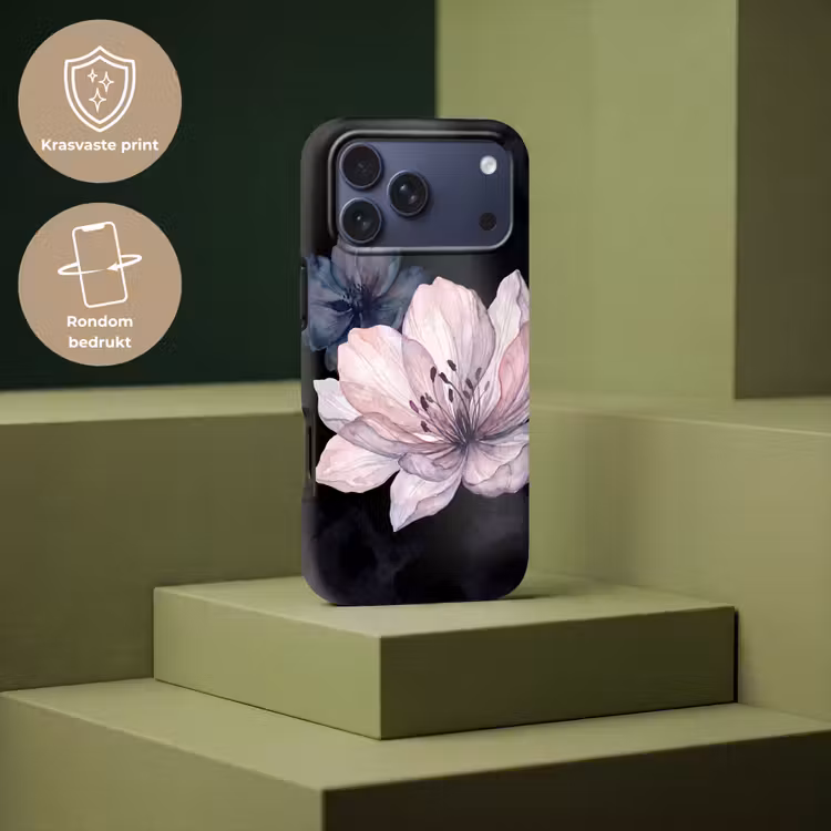 Telefoonhoesje Toughcase - Bloemen - Aquarel - Modern - Roze - Donker — 7