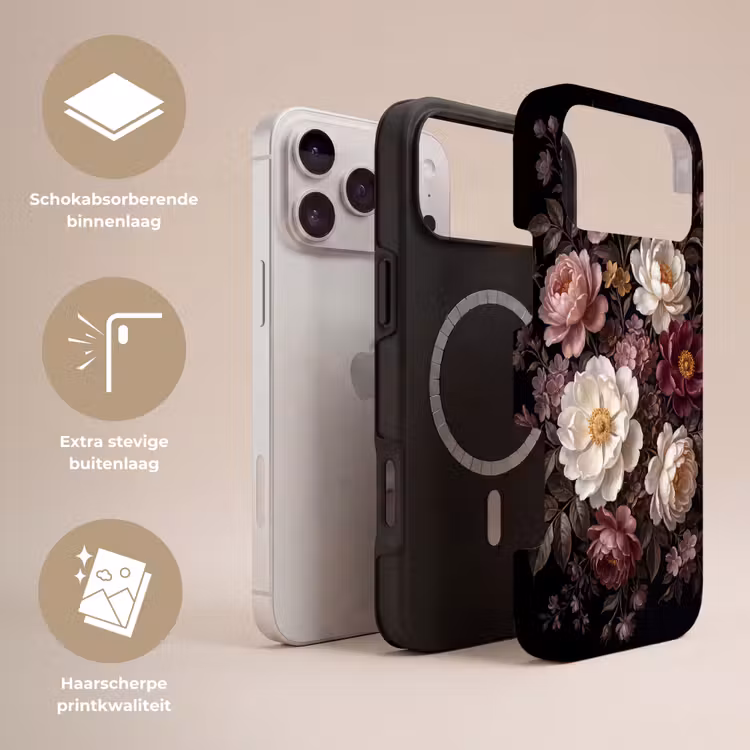 Telefoonhoesje Toughcase - Bloemen - Boeket - Klassiek - Donker - Rood — 3