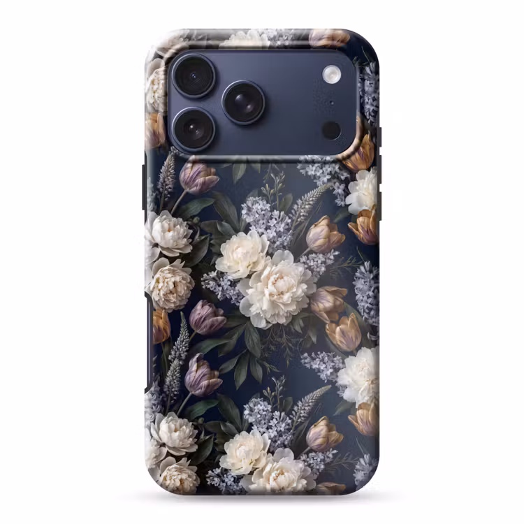 Telefoonhoesje Toughcase - Bloemen - Donker - Elegant - Natuur - Wit — 1