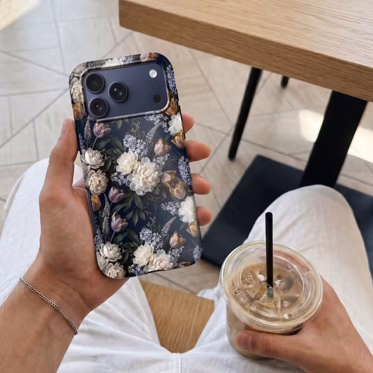 Telefoonhoesje Toughcase - Bloemen - Donker - Elegant - Natuur - Wit — 4