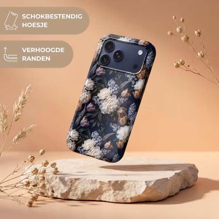 Telefoonhoesje Toughcase - Bloemen - Donker - Elegant - Natuur - Wit — 5