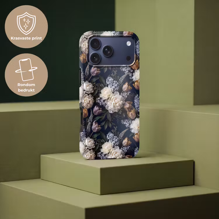 Telefoonhoesje Toughcase - Bloemen - Donker - Elegant - Natuur - Wit — 7