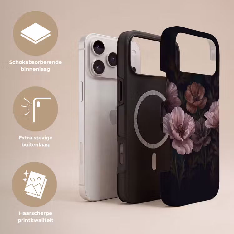 Telefoonhoesje Toughcase - Bloemen - Natuur - Roze - Donker - Modern — 3