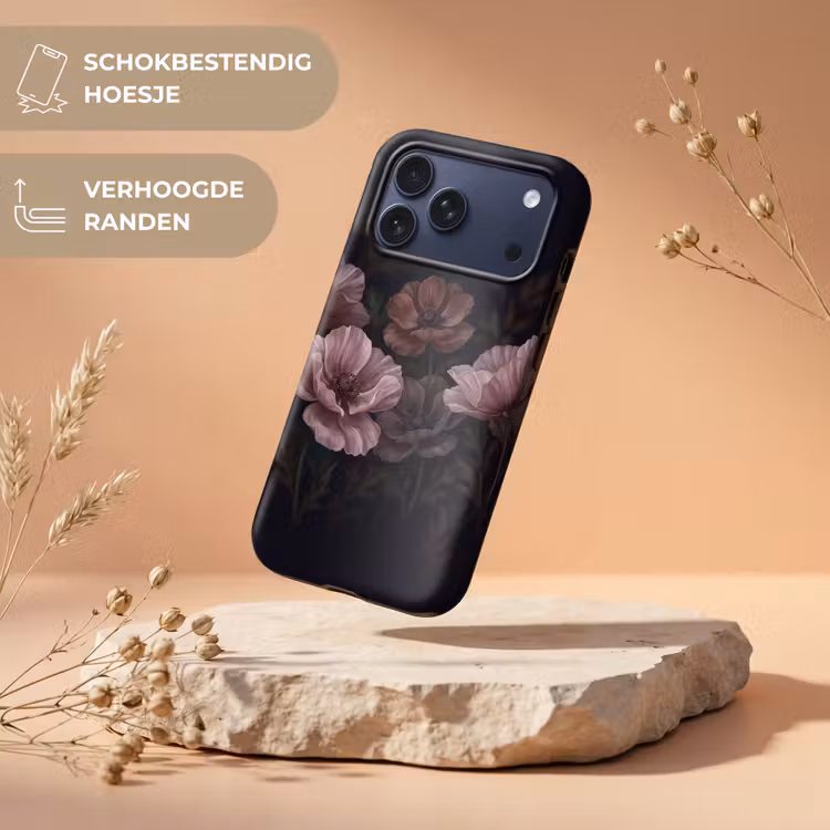 Telefoonhoesje Toughcase - Bloemen - Natuur - Roze - Donker - Modern — 5