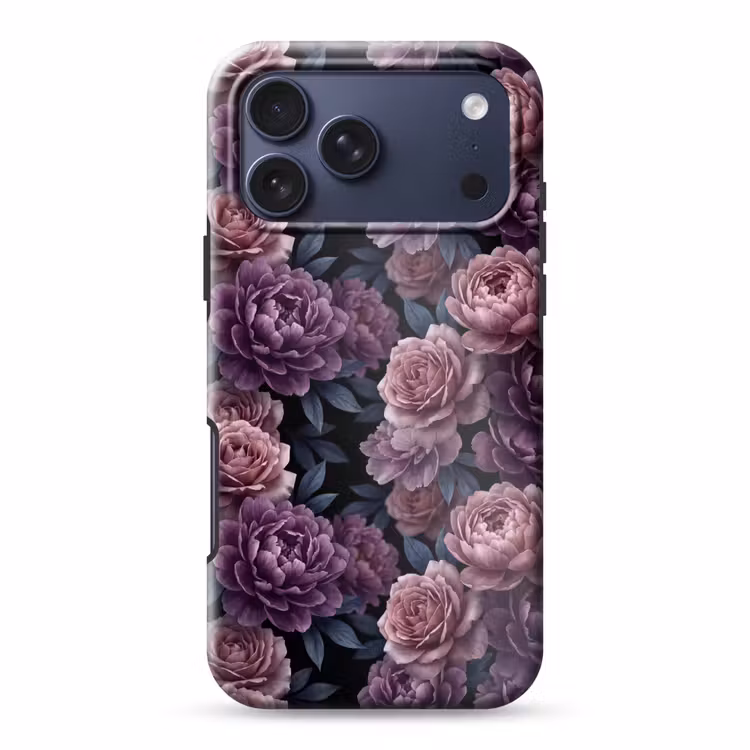 Telefoonhoesje Toughcase - Bloemen - Patroon - Donker - Botanisch - Paars — 1