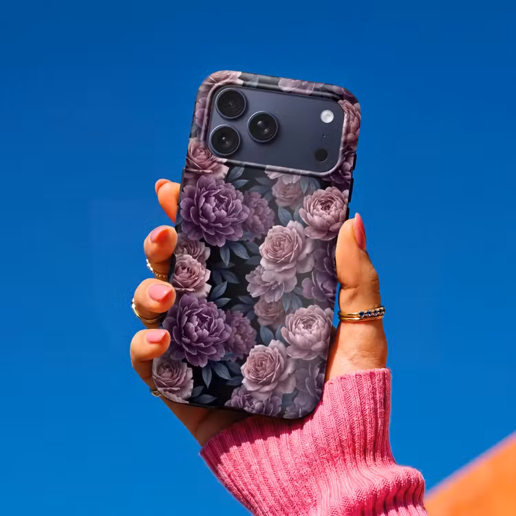 Telefoonhoesje Toughcase - Bloemen - Patroon - Donker - Botanisch - Paars — 2