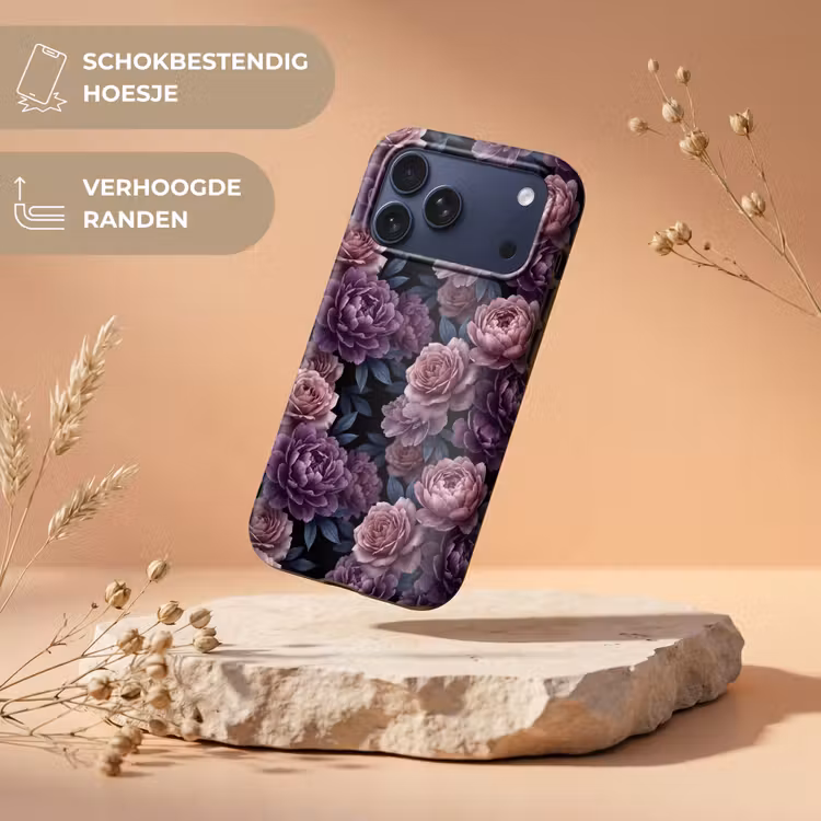 Telefoonhoesje Toughcase - Bloemen - Patroon - Donker - Botanisch - Paars — 5