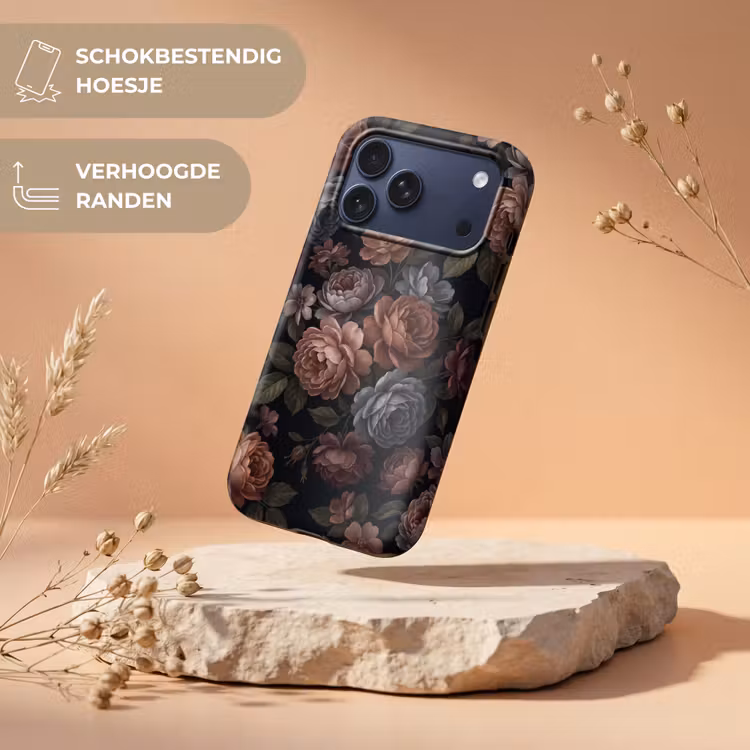 Telefoonhoesje Toughcase - Bloemen - Patroon - Vintage - Donker - Roze — 5