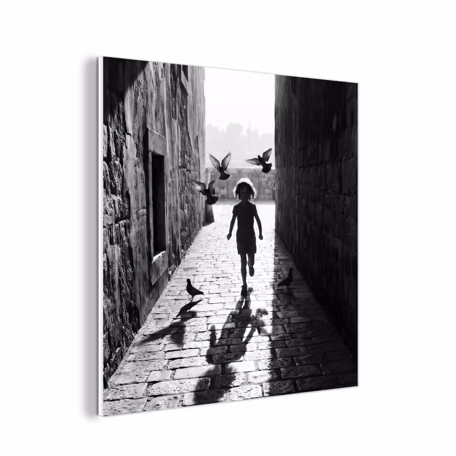 Forex - Kind - Vogel - Straat - Zwart-wit - Spelen — 1