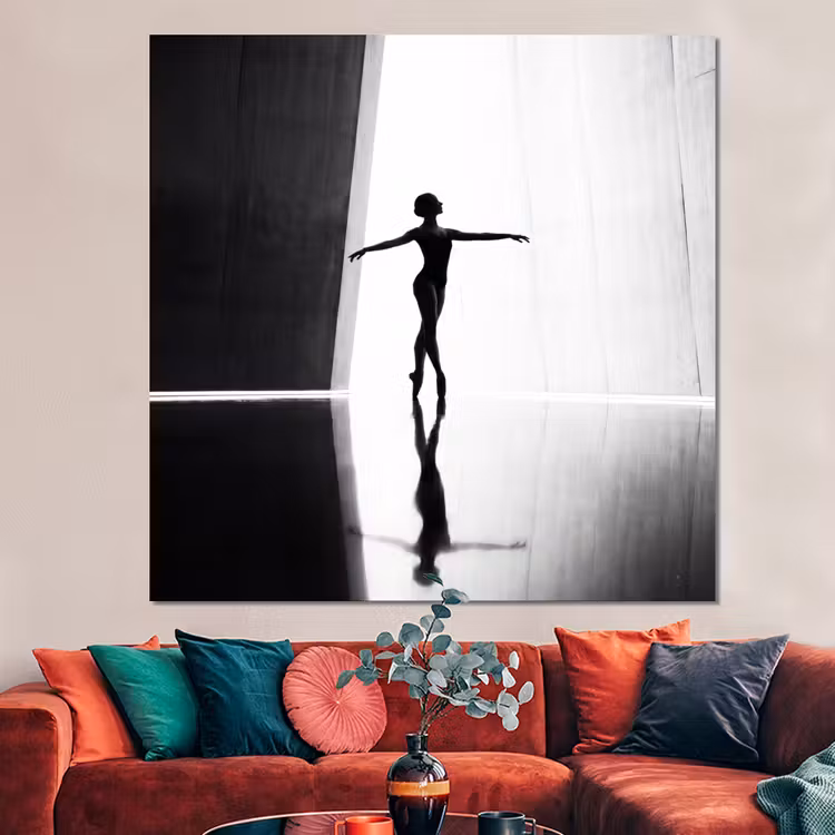 Forex - Danser - Silhouette - Kunst - Modern - Zwart-wit — 3
