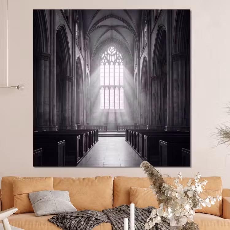 Forex - Kerk - Interieur - Lichtstralen - Architectuur - Klassiek — 4