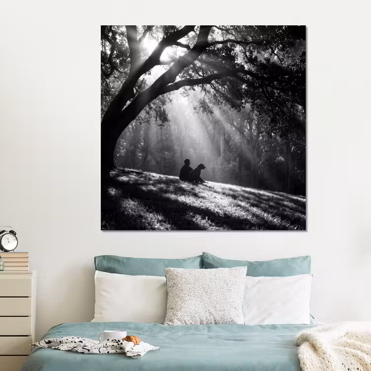Forex - Mens - Hond - Natuur - Zwart-wit - Silhouet — 2