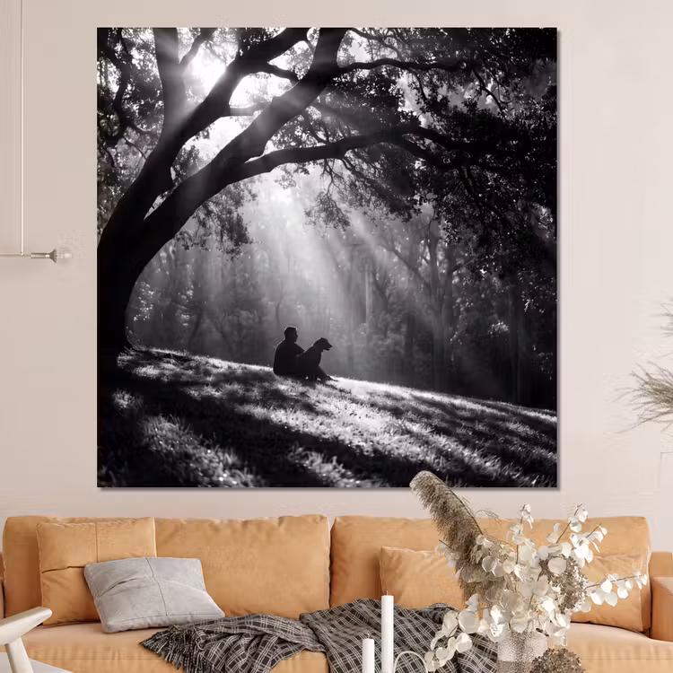 Forex - Mens - Hond - Natuur - Zwart-wit - Silhouet — 4