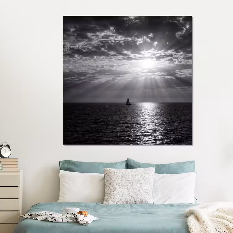 Forex - Water - Boot - Lucht - Natuur - Zwart-wit — 2