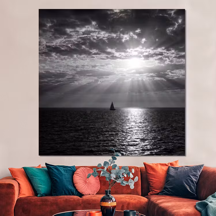 Forex - Water - Boot - Lucht - Natuur - Zwart-wit — 3