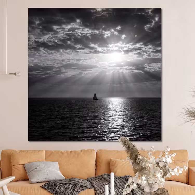 Forex - Water - Boot - Lucht - Natuur - Zwart-wit — 4