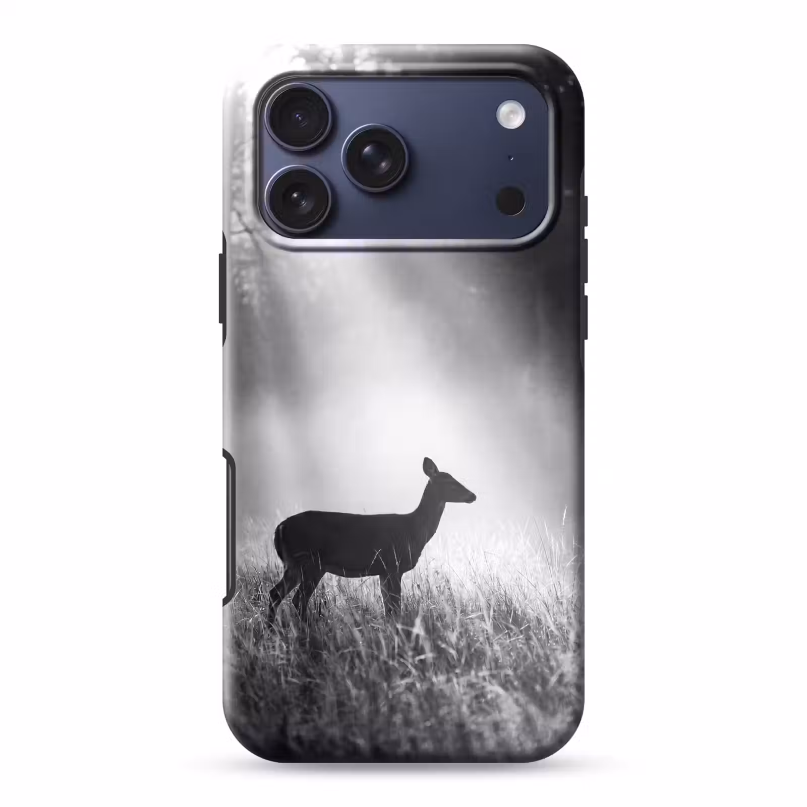 Telefoonhoesje Toughcase - Hert - Bos - Zonnestralen - Zwart-wit - Natuur — 1