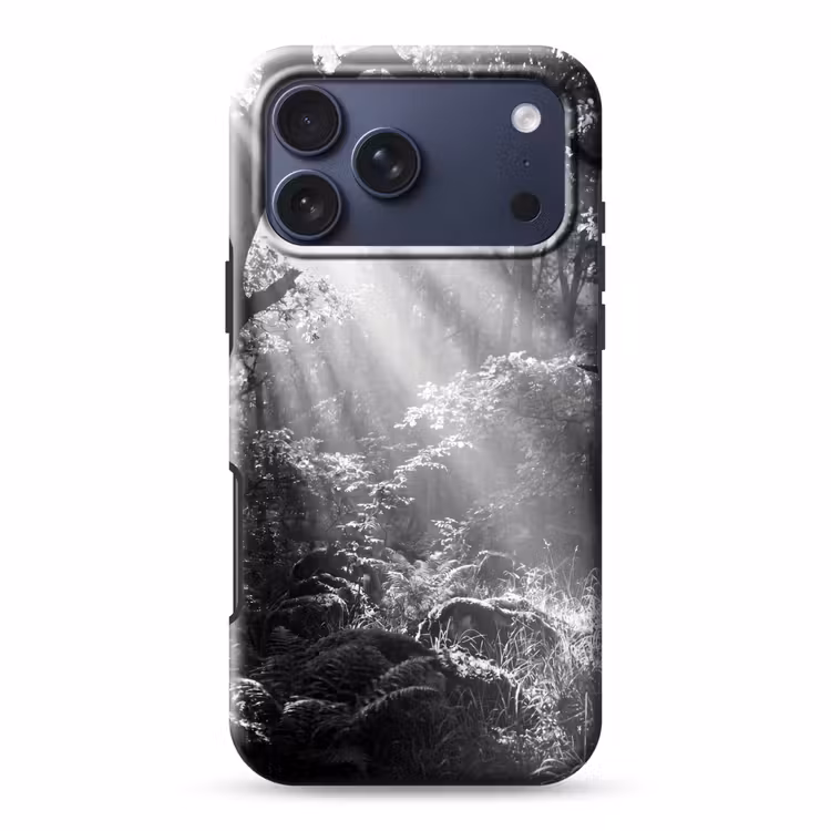 Telefoonhoesje Toughcase - Bos - Lichtstralen - Natuur - Zwart-wit — 1