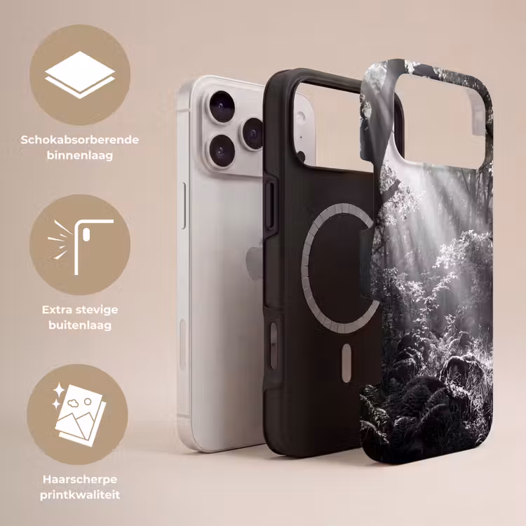 Telefoonhoesje Toughcase - Bos - Lichtstralen - Natuur - Zwart-wit — 3