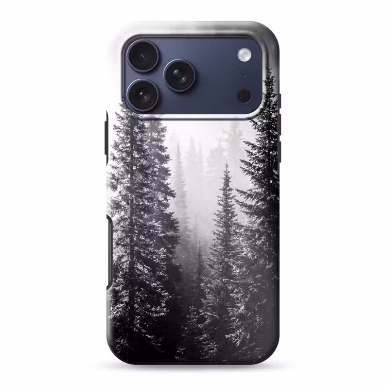 Telefoonhoesje Toughcase - Bos - Mist - Winter - Monochroom - Natuur — 1