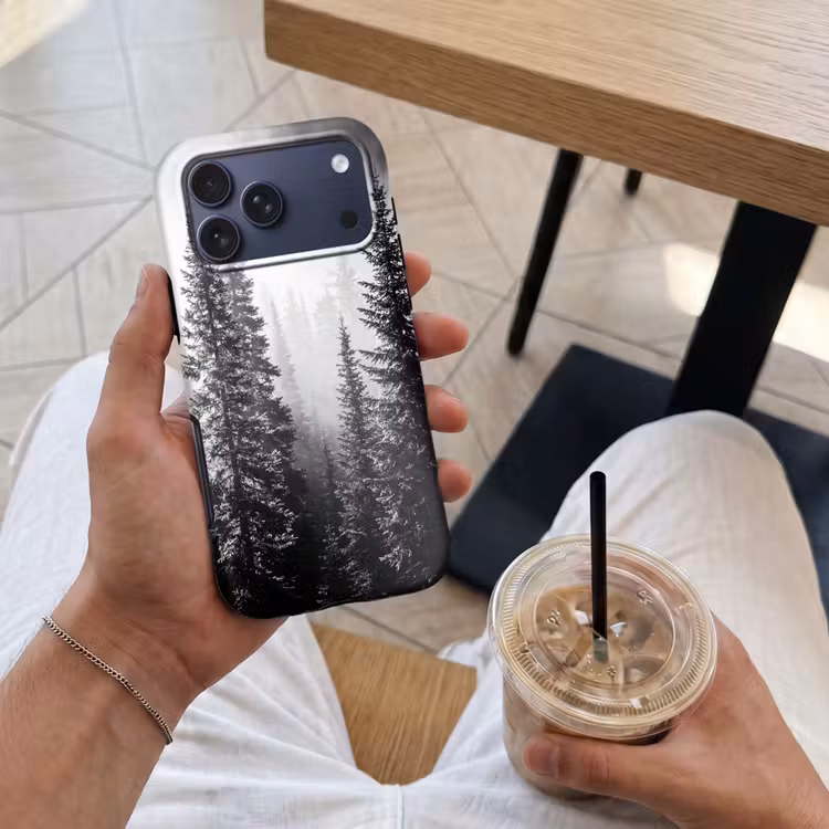 Telefoonhoesje Toughcase - Bos - Mist - Winter - Monochroom - Natuur — 4