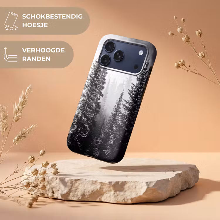 Telefoonhoesje Toughcase - Bos - Mist - Winter - Monochroom - Natuur — 5