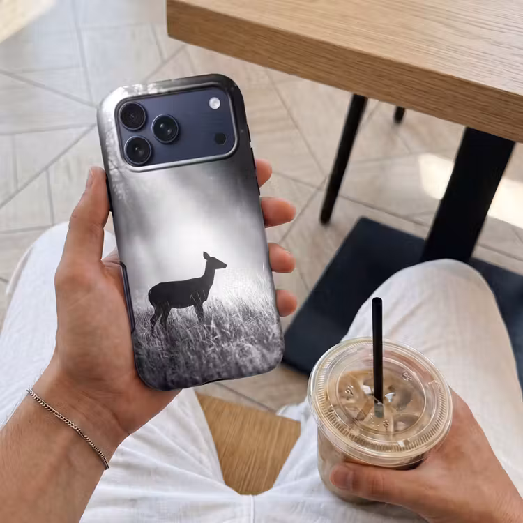 Telefoonhoesje Toughcase - Hert - Bos - Zonnestralen - Zwart-wit - Natuur — 4
