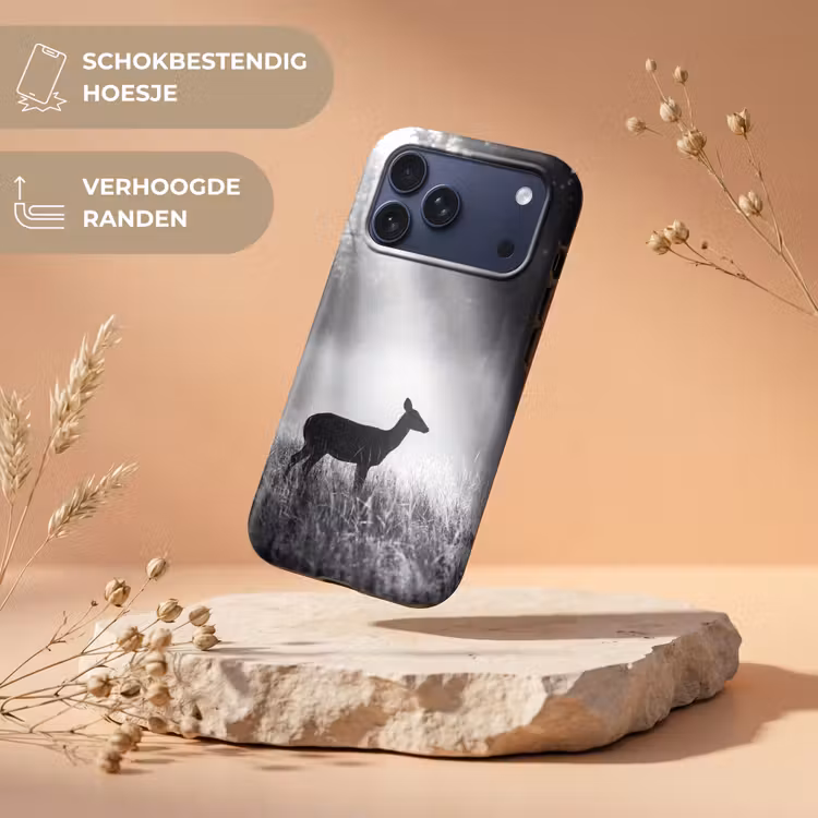 Telefoonhoesje Toughcase - Hert - Bos - Zonnestralen - Zwart-wit - Natuur — 5