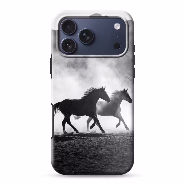 Telefoonhoesje Toughcase - Paard - Ren - Stof - Zwart-wit - Dieren — 1