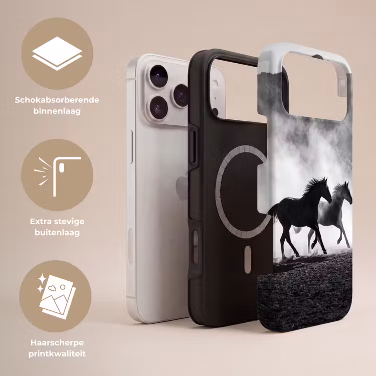 Telefoonhoesje Toughcase - Paard - Ren - Stof - Zwart-wit - Dieren — 3