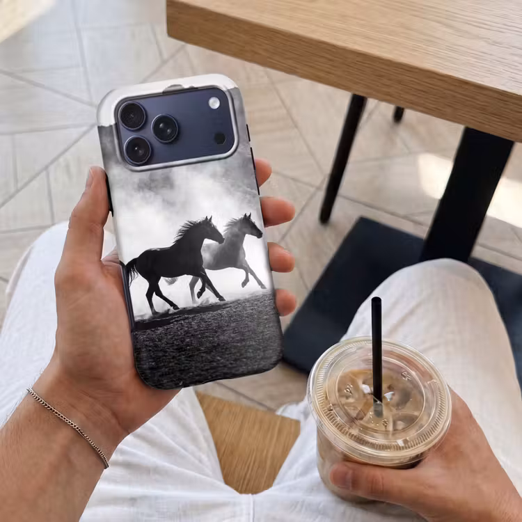 Telefoonhoesje Toughcase - Paard - Ren - Stof - Zwart-wit - Dieren — 4