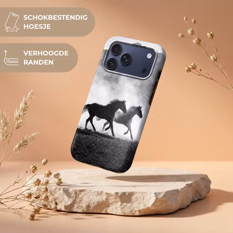 Telefoonhoesje Toughcase - Paard - Ren - Stof - Zwart-wit - Dieren — 5