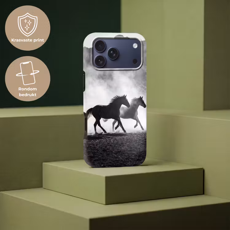 Telefoonhoesje Toughcase - Paard - Ren - Stof - Zwart-wit - Dieren — 7