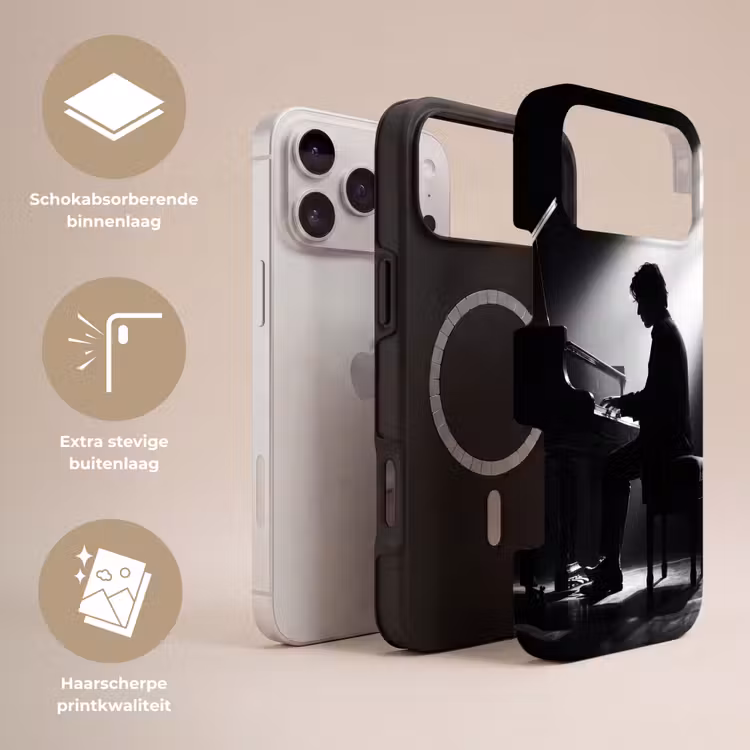 Telefoonhoesje Toughcase - Persoon - Piano - Muziek - Zwart-wit - Podium — 3