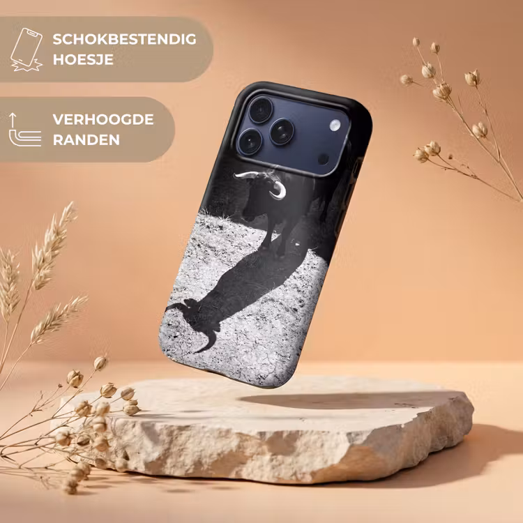 Telefoonhoesje Toughcase - Stier - Schaduw - Dieren - Contrast - Zwart-wit — 5