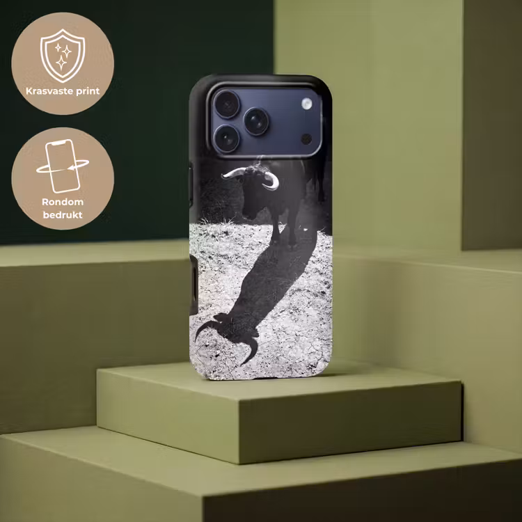 Telefoonhoesje Toughcase - Stier - Schaduw - Dieren - Contrast - Zwart-wit — 7