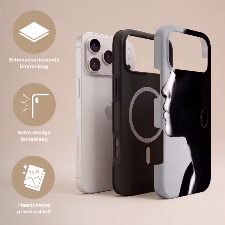 Telefoonhoesje Toughcase - Vrouw - Profiel - Mensen - Zwart-wit — 3