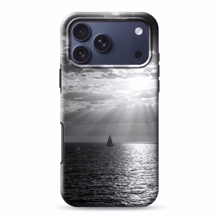 Telefoonhoesje Toughcase - Water - Boot - Lucht - Natuur - Zwart-wit — 1