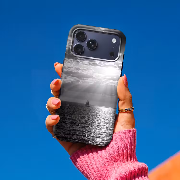 Telefoonhoesje Toughcase - Water - Boot - Lucht - Natuur - Zwart-wit — 2
