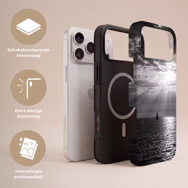 Telefoonhoesje Toughcase - Water - Boot - Lucht - Natuur - Zwart-wit — 3