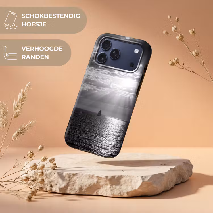 Telefoonhoesje Toughcase - Water - Boot - Lucht - Natuur - Zwart-wit — 5