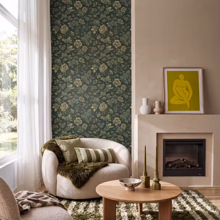 Behang - Donker - Groen - Goud - Botanisch — 1