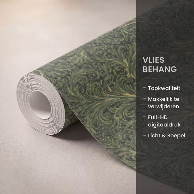 Behang - Donker - Groen - Krullend - Botanisch — 3