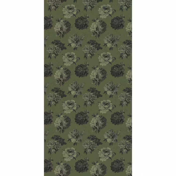 Behang - Klassiek - botanisch - Olijfgroen - Bloemen — 2