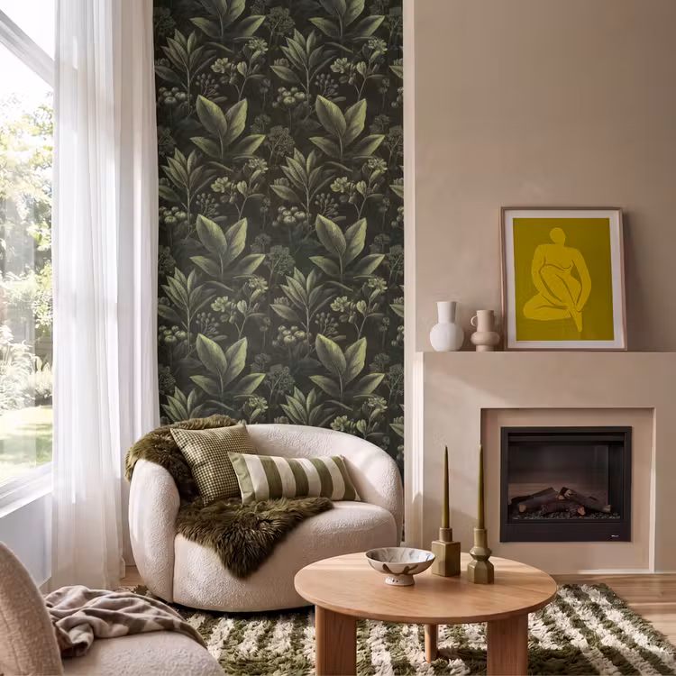 Behang - Klassiek - Donker - Botanisch - Planten — 1