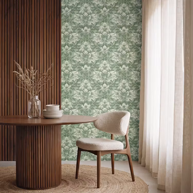 Behang - Sierlijk - Lichtgroen - Planten - Patroon - Getailleerd — 4