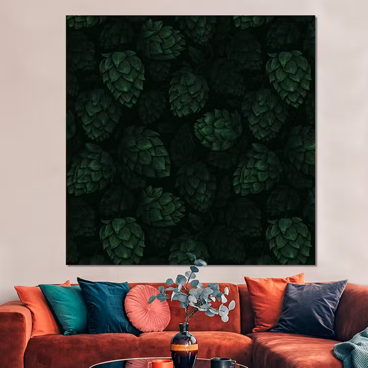 Forex - Donker - Groen - Hopbellen - Botanisch - Illustratie — 3