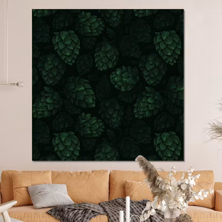 Forex - Donker - Groen - Hopbellen - Botanisch - Illustratie — 4