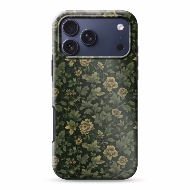 Telefoonhoesje Toughcase - Donker - Groen - Goud - Botanisch — 1