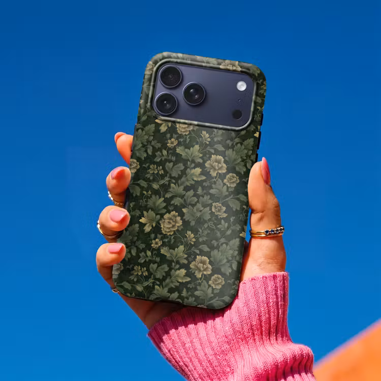 Telefoonhoesje Toughcase - Donker - Groen - Goud - Botanisch — 2